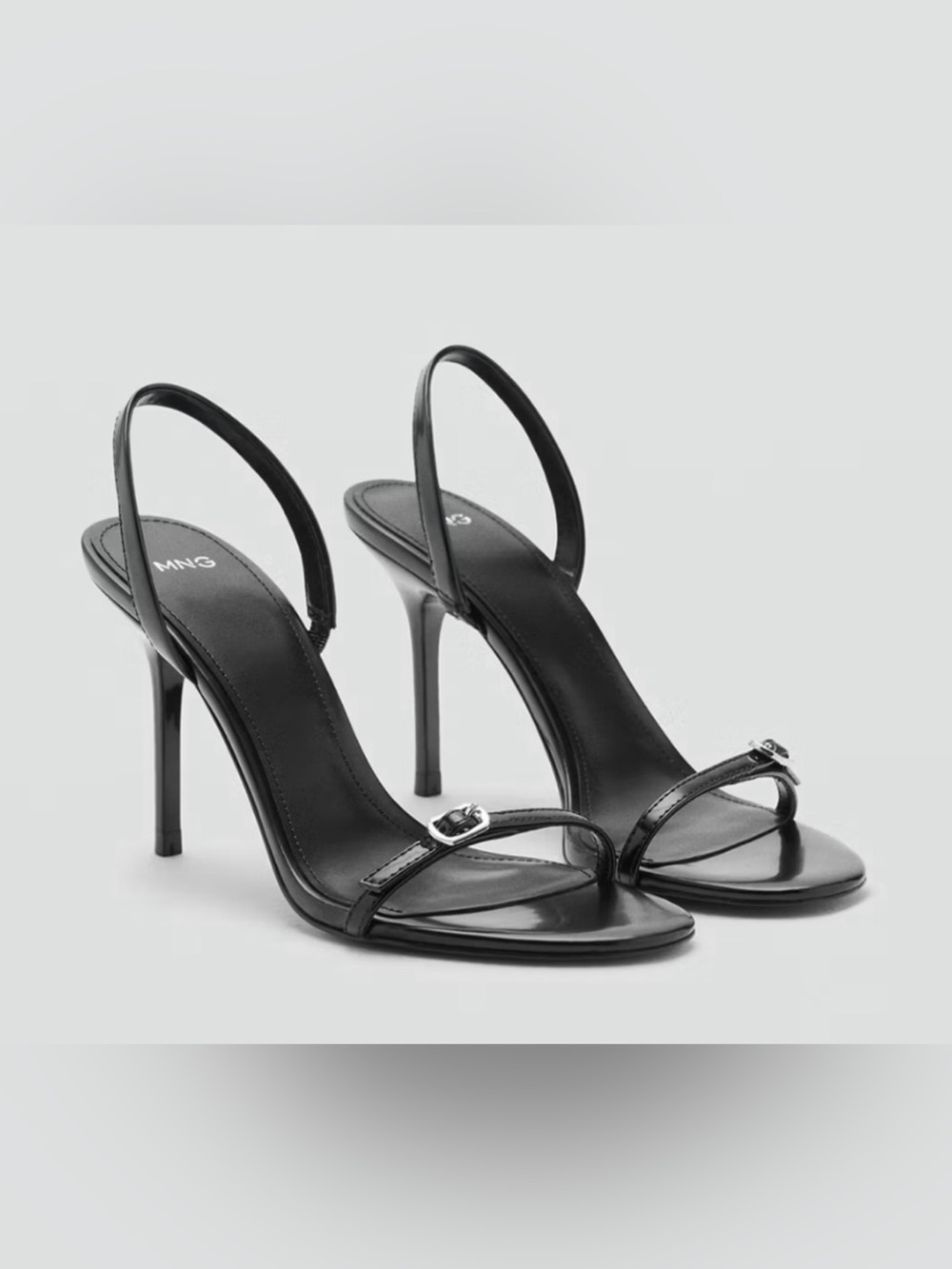 NEW MANGO MNG BLACK STILETTO HEEL BUCKLE SANDALS HIGH HEELS SHOES 36 US 6